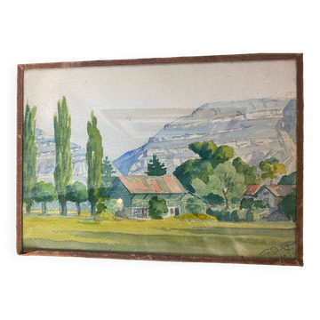 Landscape watercolor signed from 1936