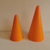 Table lamps, model Teepee, from the 80s in double-layer glass (orange and milky white)