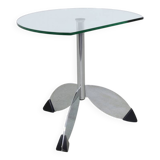 Postmodern Side Table Chrome & Glass, 1980s