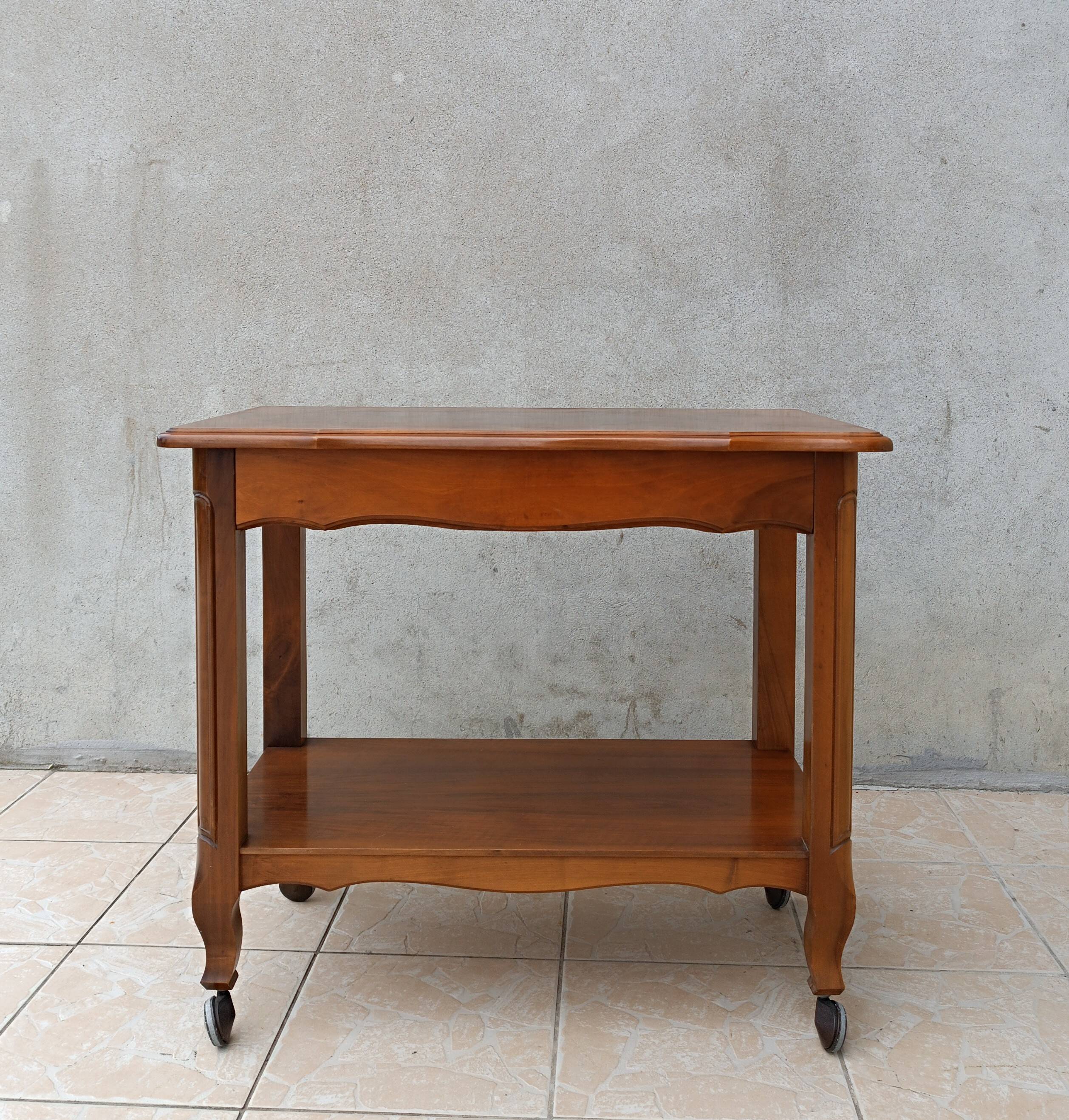 English-style cherrywood serving trolley