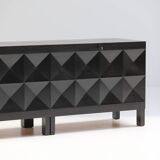 Brutalist ebonized oak sideboard by j. batenburg for mi, belgium 1969