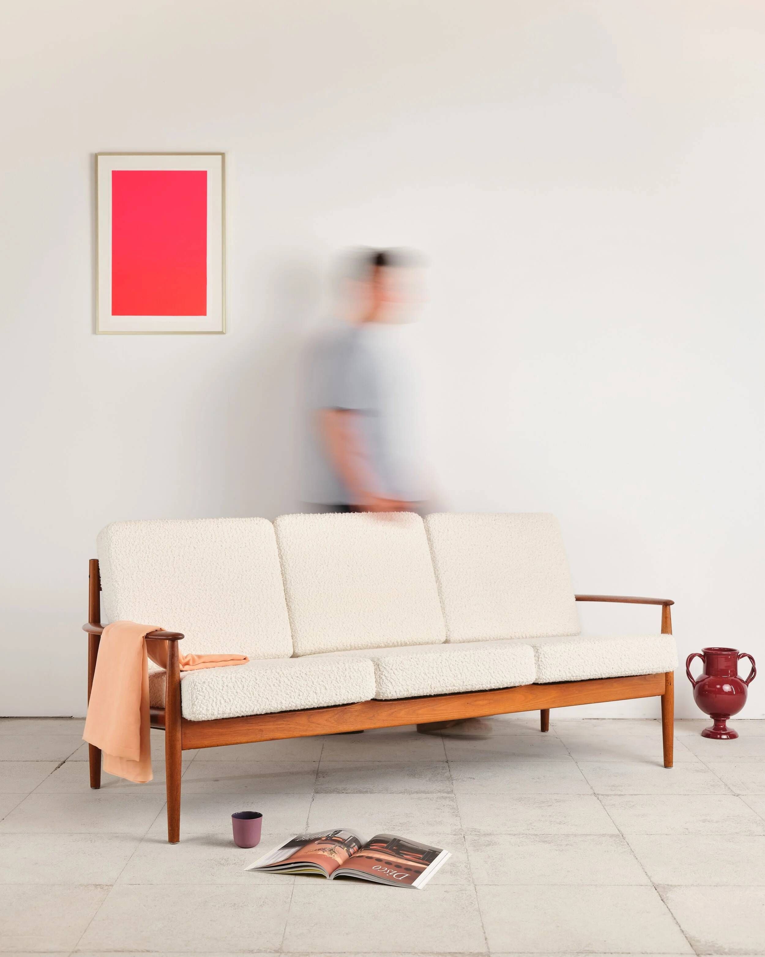 Three-seater sofa model 118 in teak by Grete Jalk, Denmark, 1950s.