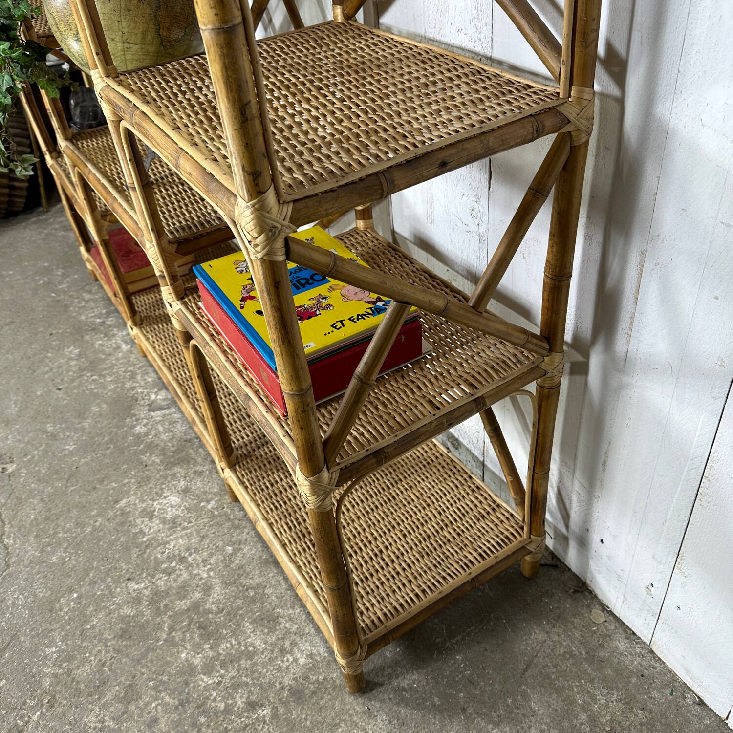 Bamboo and rattan shelf