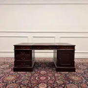 Classic English Partnerdesk Desk in Red Leather