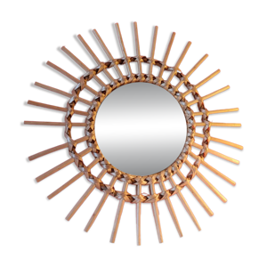 Miroir soleil rotin tressé