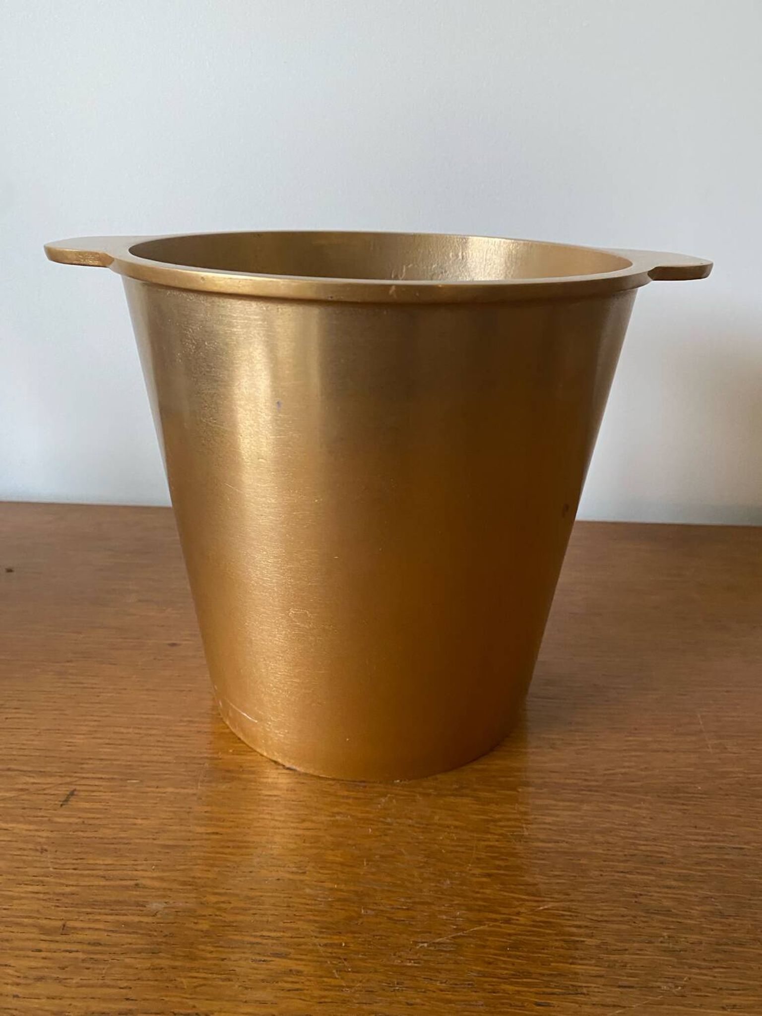 Vintage Champagne Ice Bucket Old Golden Aluminium Cast France #D43