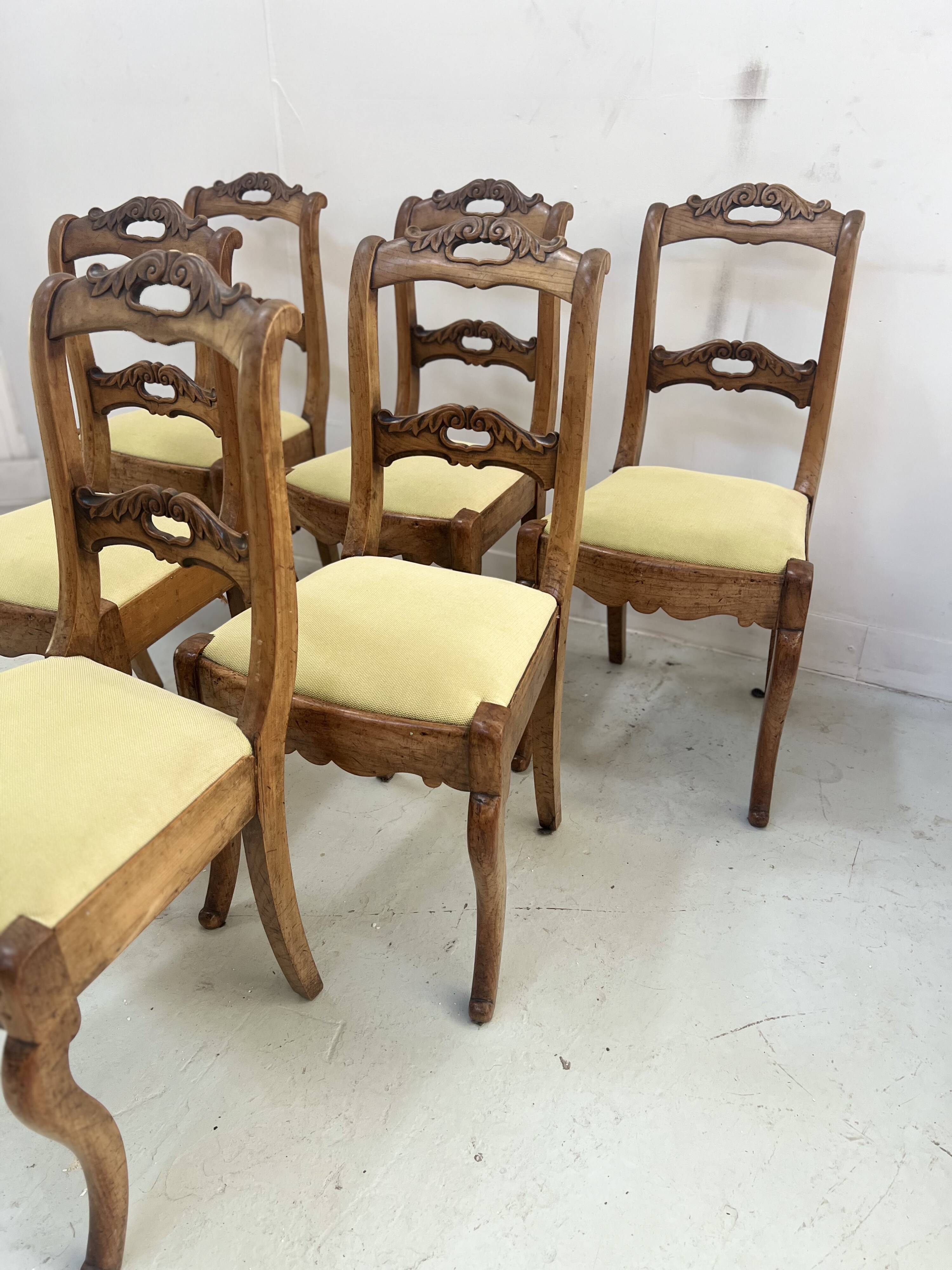 Set of six Louis Philippe style chairs in cherry wood, 19th century