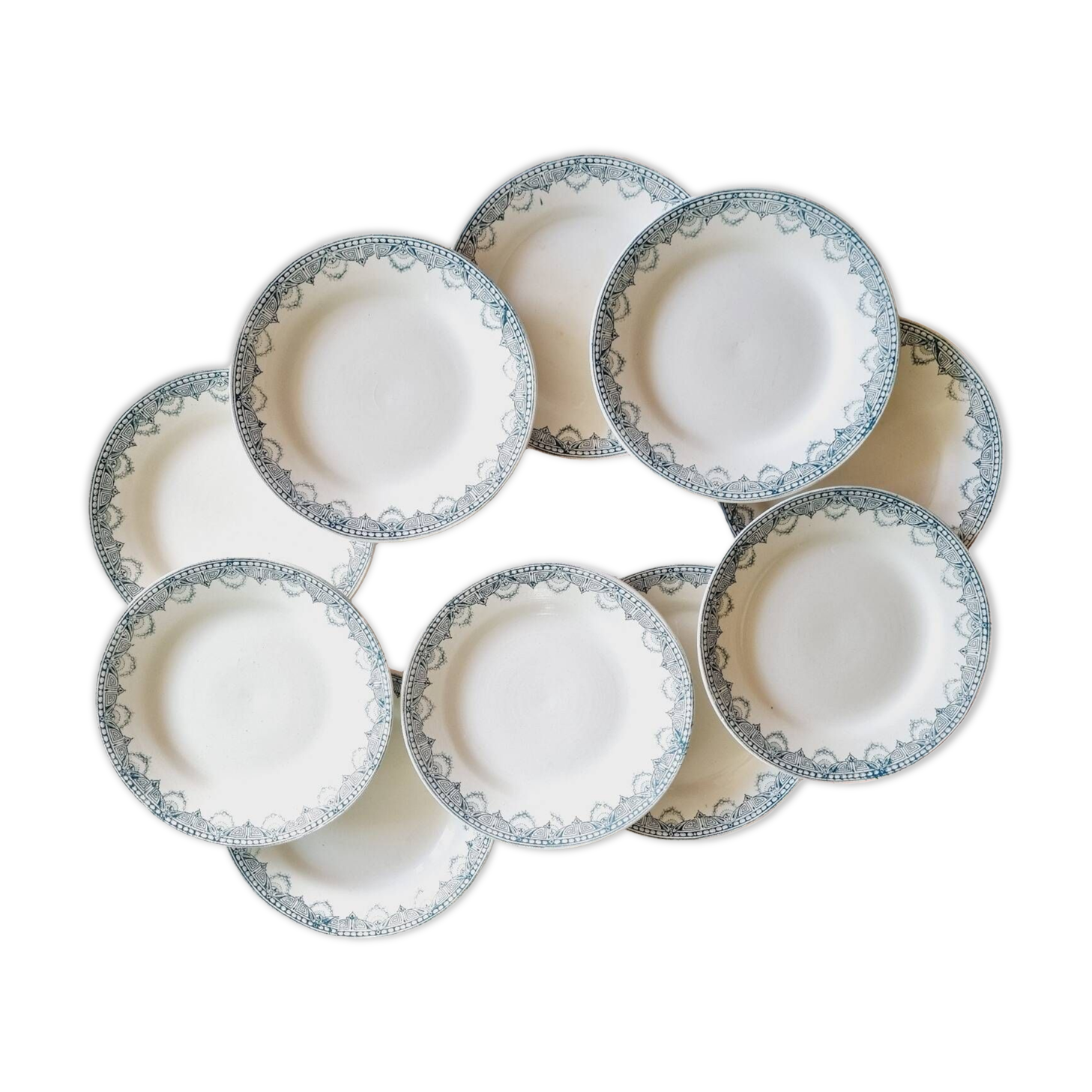 10 assiettes à desserts Léon Graves Clairefontaine Recamier