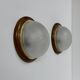 Pair of vintage wall lights, wood, brass and frosted glass, France, 1970.
