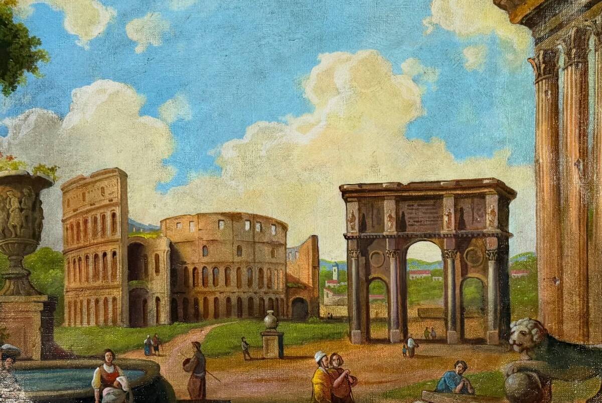 "The forum", a naive and romantic vision of Roman ruins, Italy, 19th century.