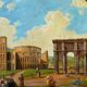 "The forum", a naive and romantic vision of Roman ruins, Italy, 19th century.