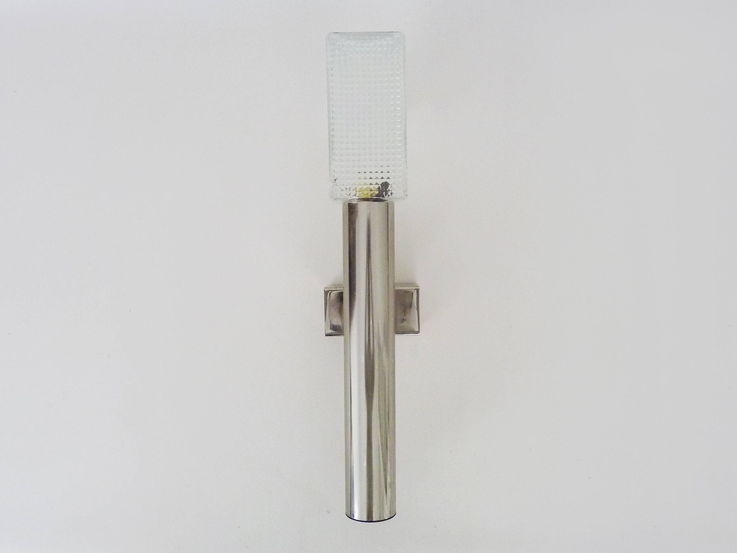 Large wall light in brushed metal. 70s