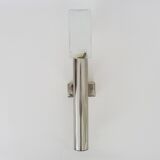 Large wall light in brushed metal. 70s