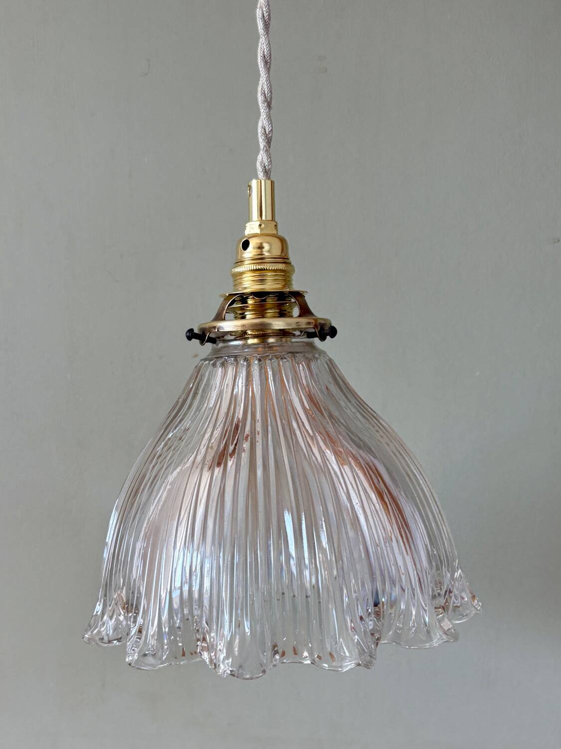 Vintage holophane glass lampshade pendant light