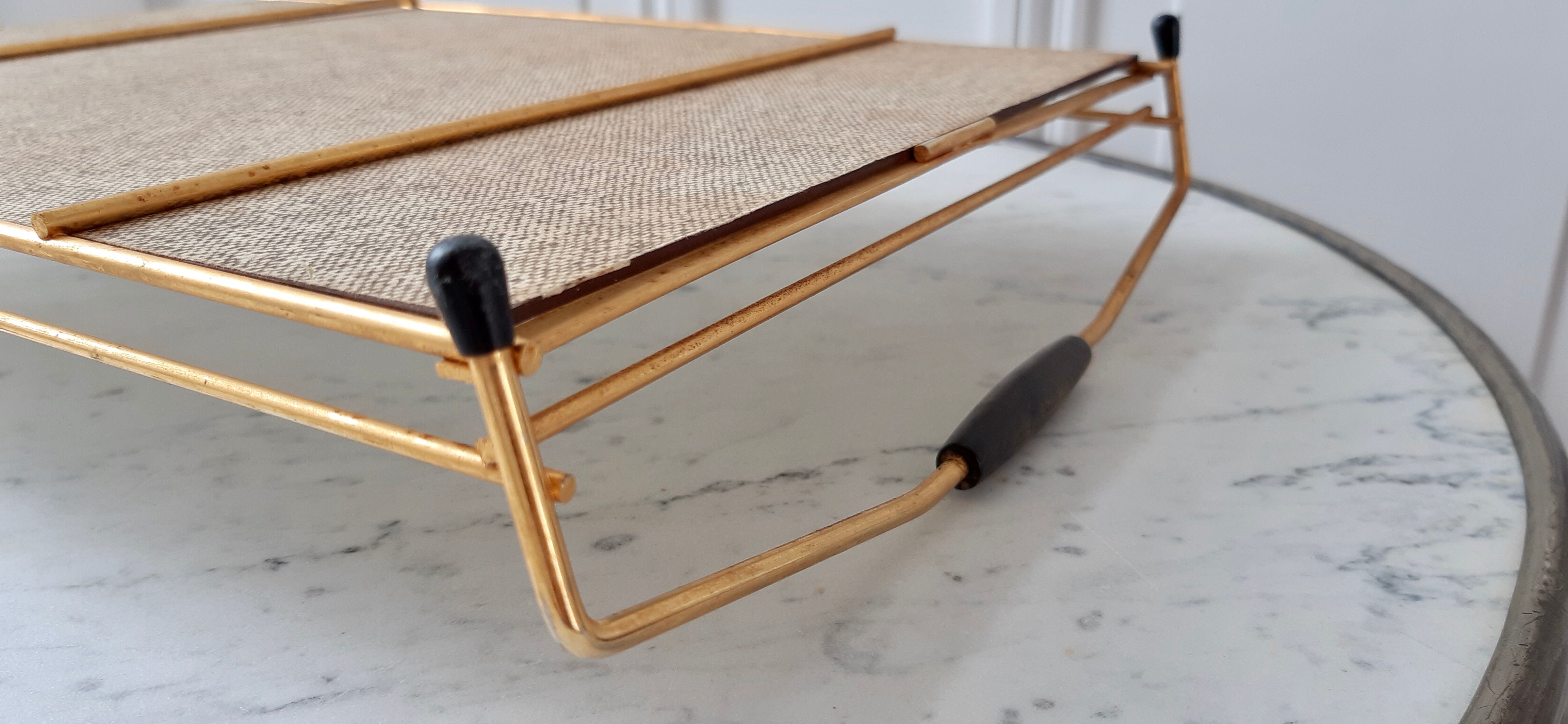 Mirror top in gilded steel 50s