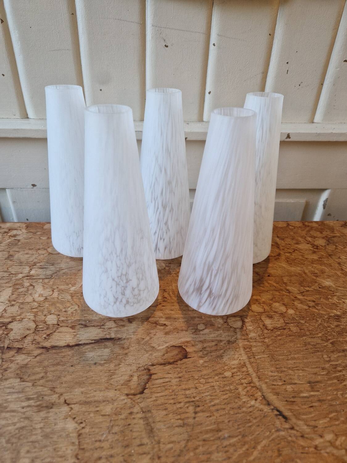 Set of 5 Opaline Tulips Clichy Speckled Glass