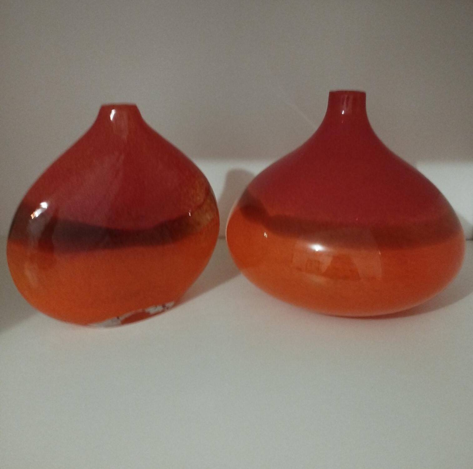 Pair or 2 glass paste vases from the 80s vintage.