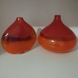 Pair or 2 glass paste vases from the 80s vintage.