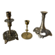 3 antique candlesticks in gold and silver metal