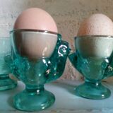 Six coquetiers cocottes en verre coloré
