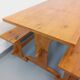 Suite of a table and 2 vintage fir benches from the 60s
