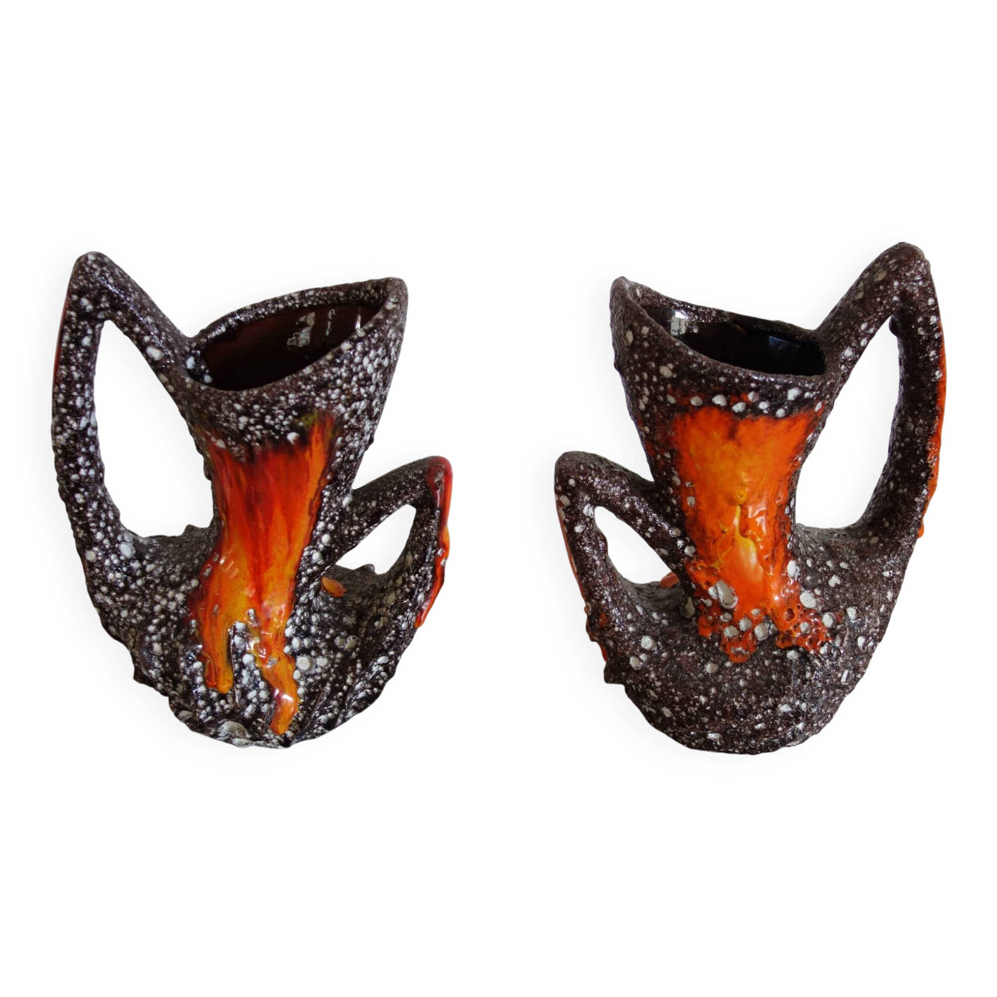 Pair of Fat Lava Vallauris vases from the 1950s