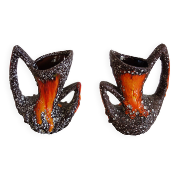 Paire de vases Fat Lava Vallauris années 50