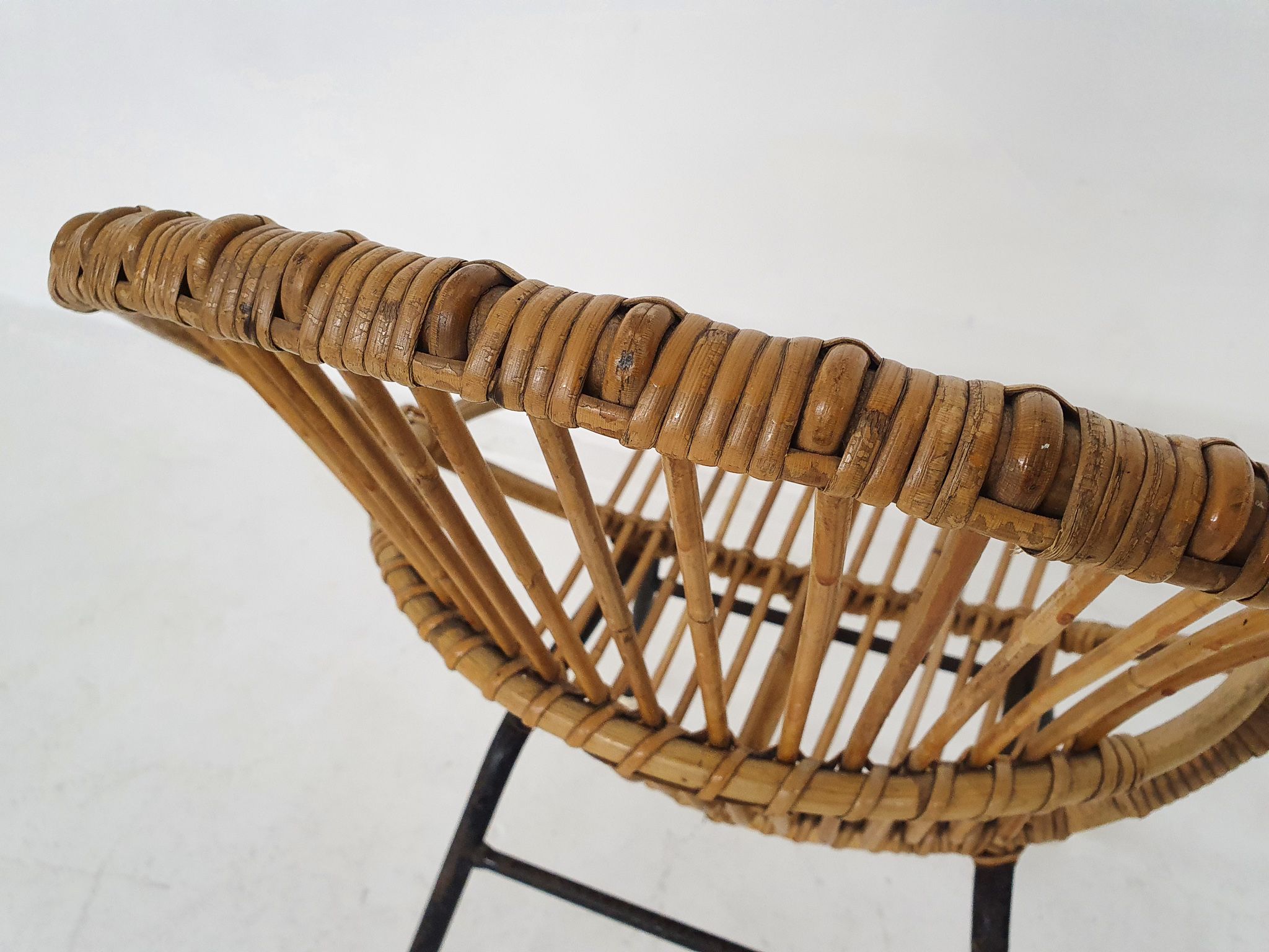 Rattan and metal armchair Rohe Noordwolde, Netherlands 1950s