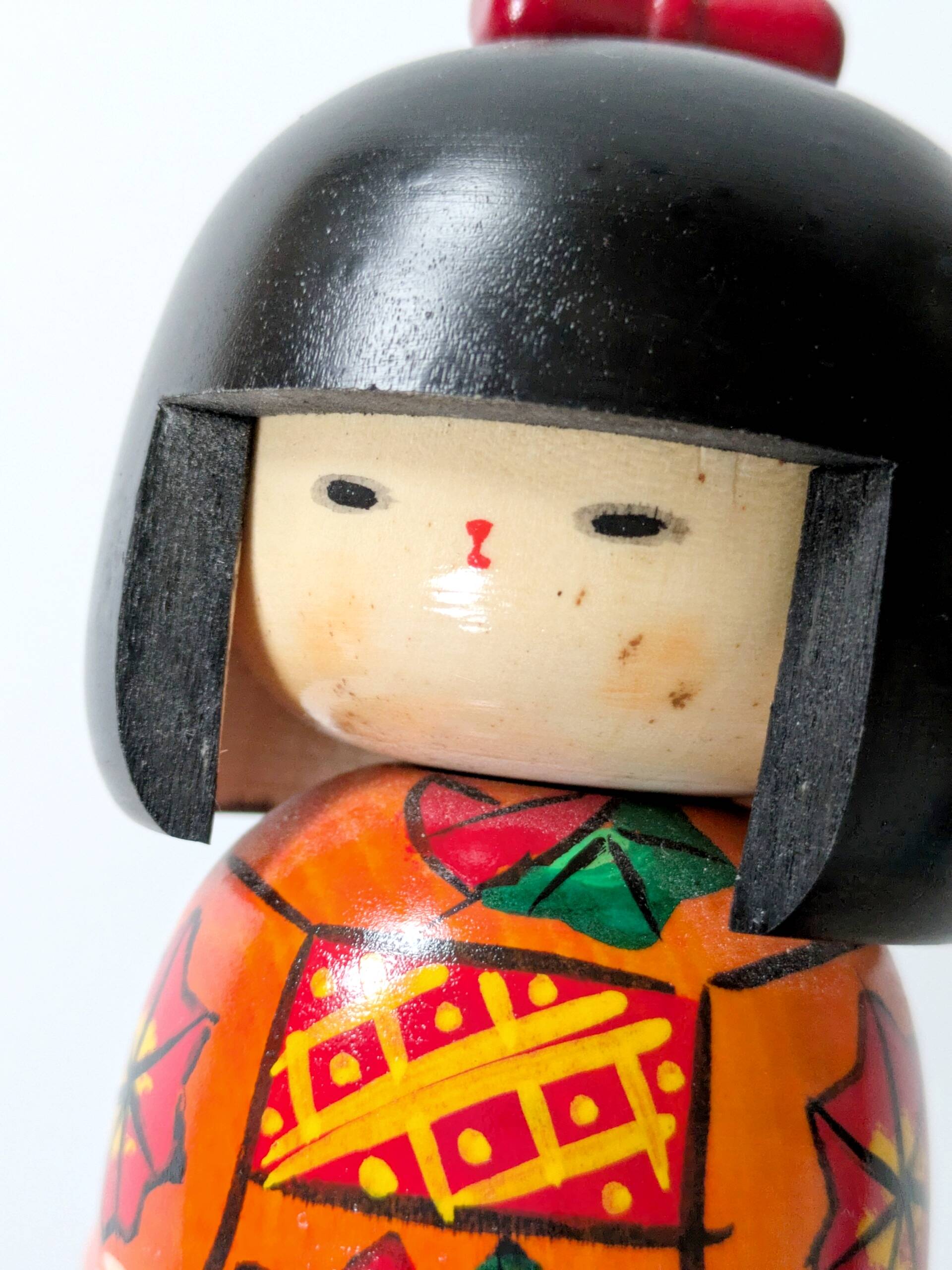 Vintage Japanese kokeshi doll, hand-painted wood