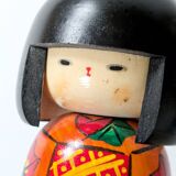 Vintage Japanese kokeshi doll, hand-painted wood