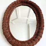 Oval mirror in braided wicker