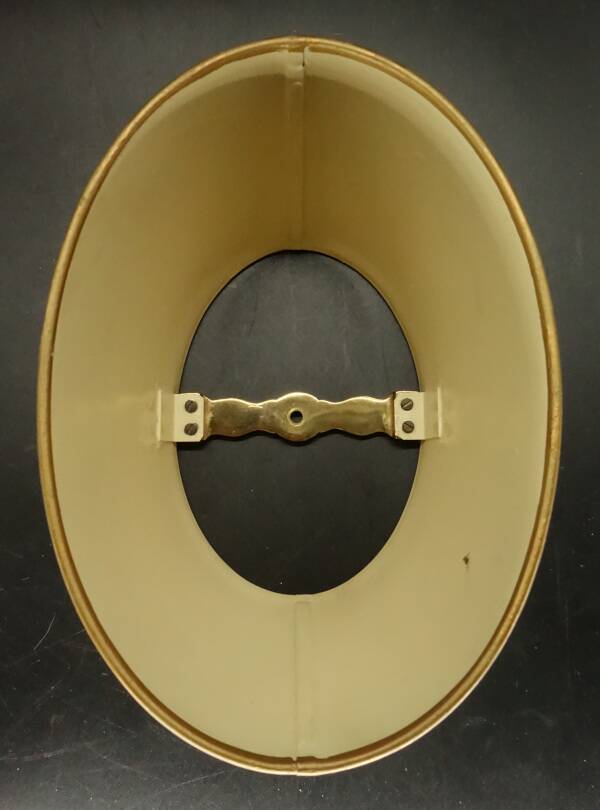 Louis XV style lamp from Lucien GAU - green sheet metal lampshade with cracked effect