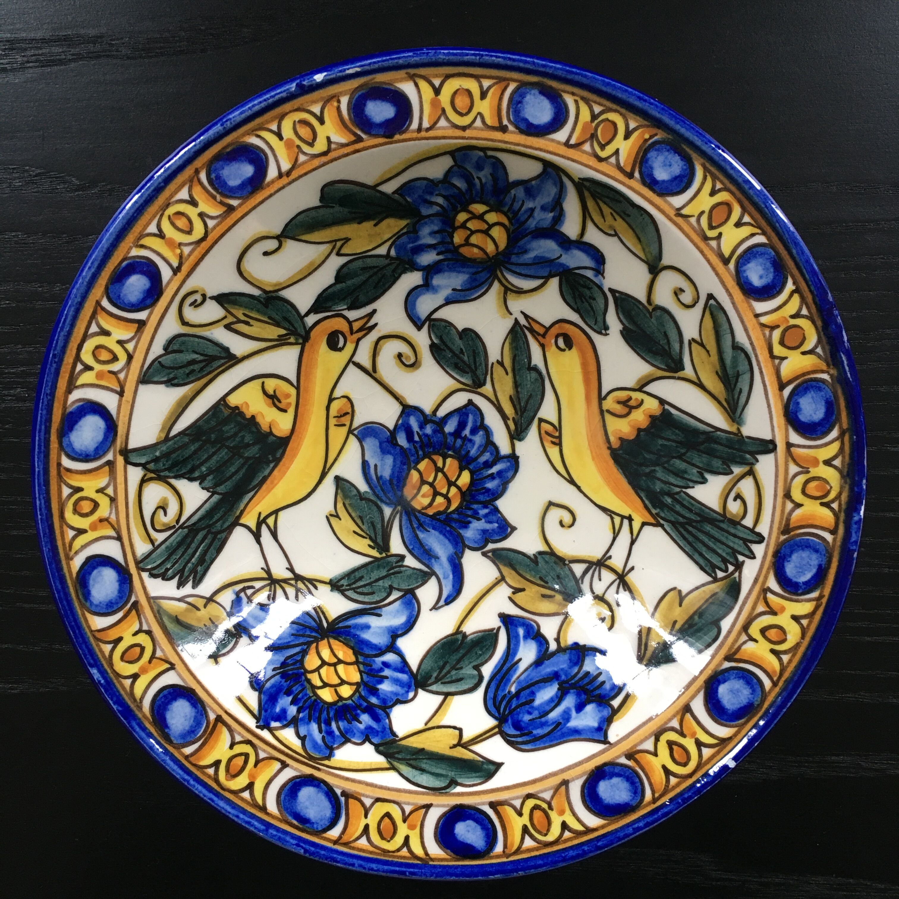 Dish floral decoration and birds