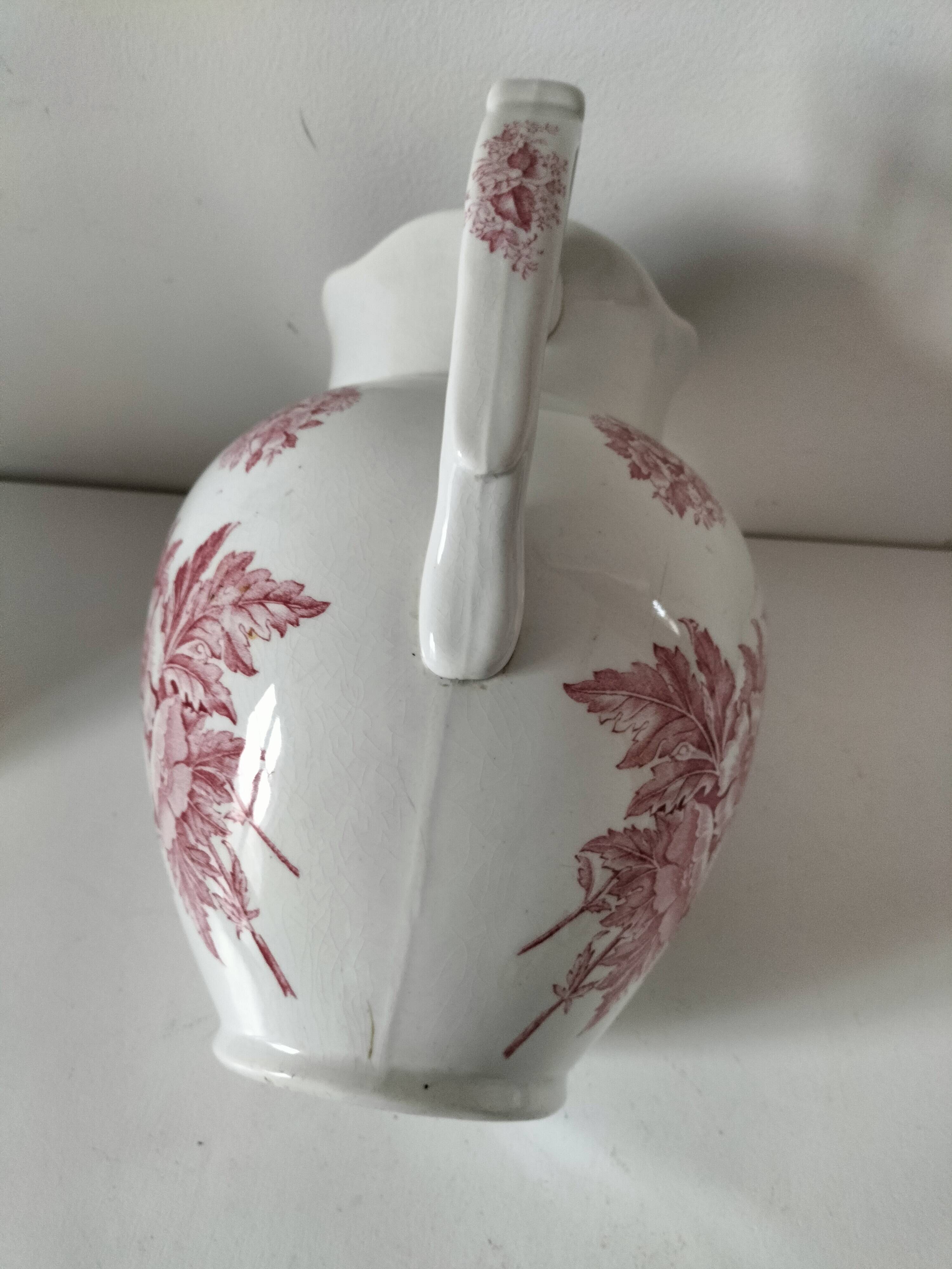 Large earthenware jug – Onnaing pottery (Nord), “Poppy” decoration