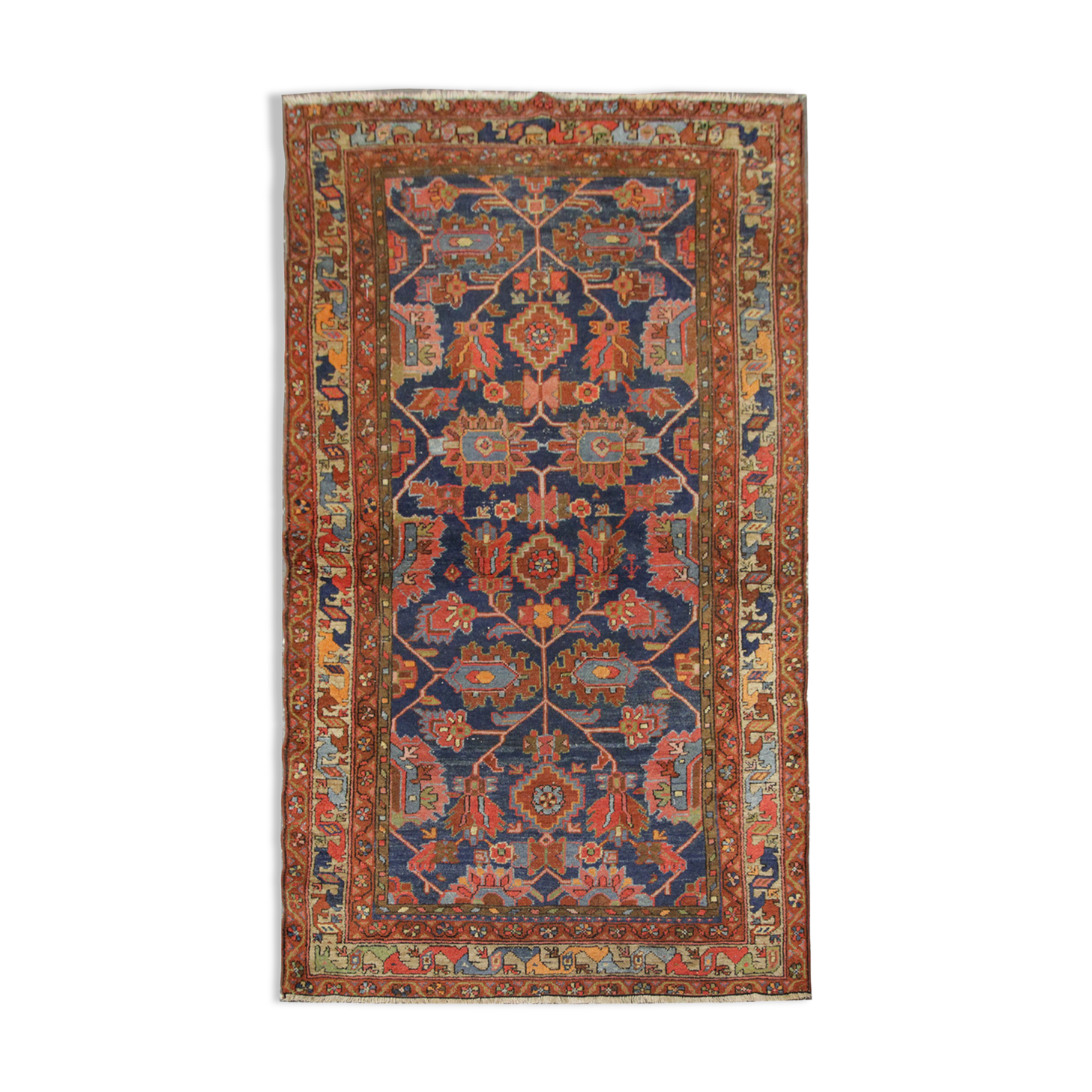 Handwoven Antique Persian Mahal Area Rug, Oriental tribal wool rug- 121x196cm
