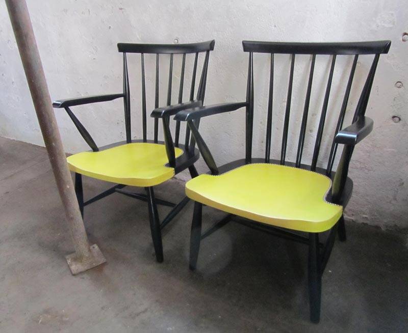 Set of 2 spindle back armchairs, Tapiovaara , Yngve Ekstrom style