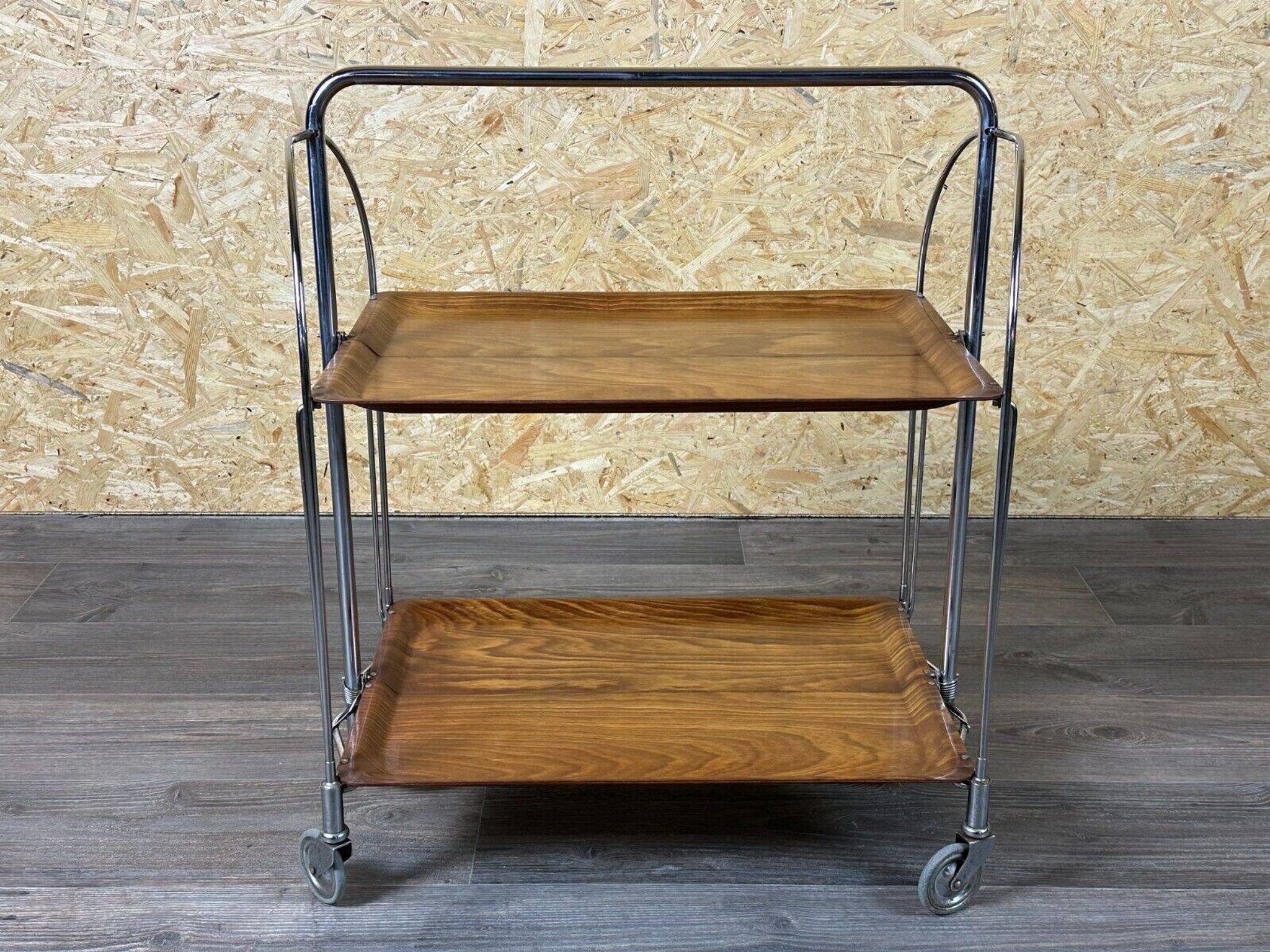 Chariot de service table d'appoint dinette space age brown design 60s 70s
