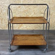 Chariot de service table d'appoint dinette space age brown design 60s 70s