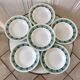 Set of 6 green hollow plates Digoin Sarreguemines 30s