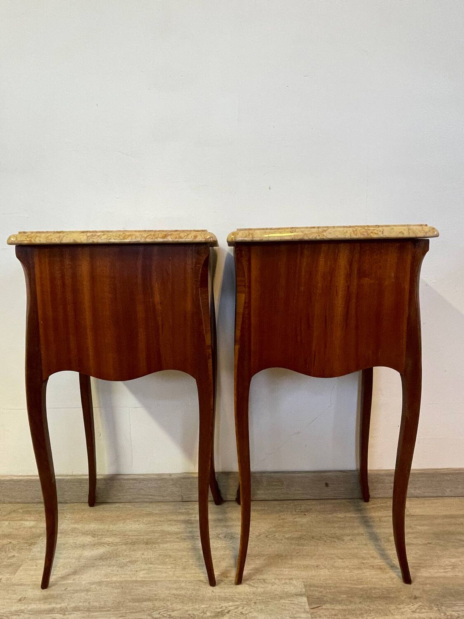 Pair of Louis XV style bedside tables in rosewood marquetry