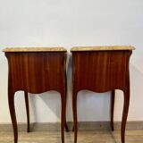 Pair of Louis XV style bedside tables in rosewood marquetry