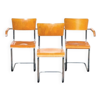 3 Vintage Bauhaus chairs by Mart Stam. 1930s
