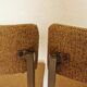 Set of 4 Vintage Industrial School Chairs: Brown Fabric, Black Metal Base