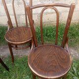 Set of 4 curved wooden bistro chairs