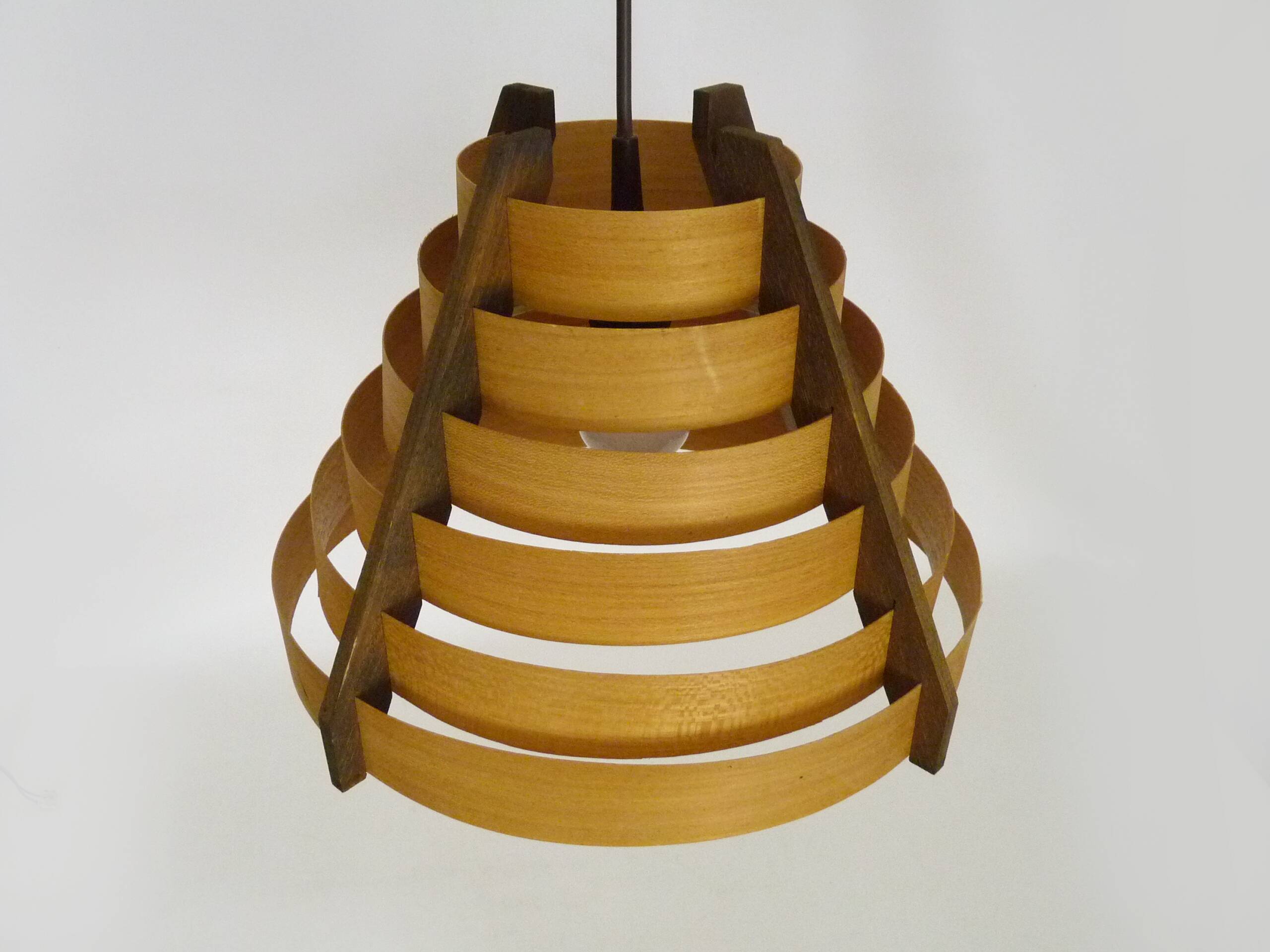 Scandinavian pendant light by Linus Bopp Limbach in pine slats. 1960s