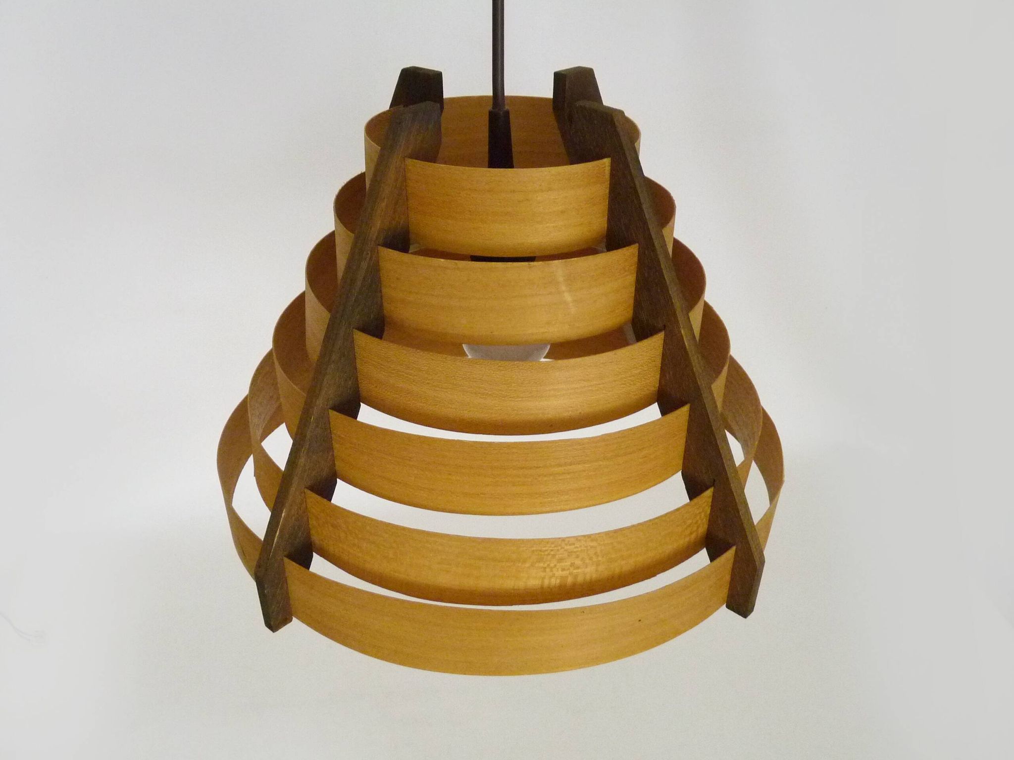 Scandinavian pendant light by Linus Bopp Limbach in pine slats. 1960s