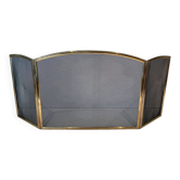 Three-Panel Neoclassical Fire Screen with Wire Mesh and Brass Frame
