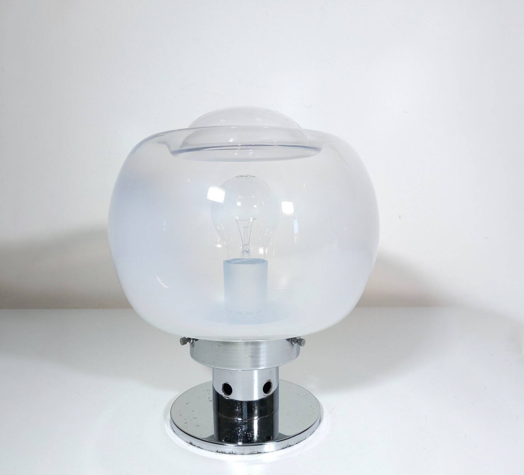 Vintage Table Lamp • Steel & Glass • Murano • Space Age • 1970