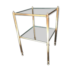 table basse verre et - laiton