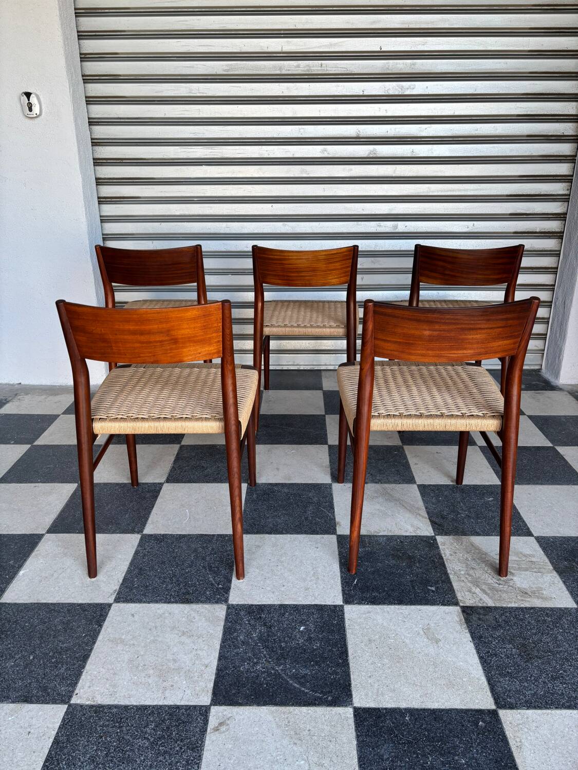 Set of 5 chairs from the 1950s designed by Georg Leowald.